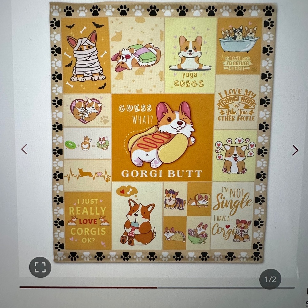 NEW! Cute Corgi Butt Blanket Soft Cozy Flannel Blanket